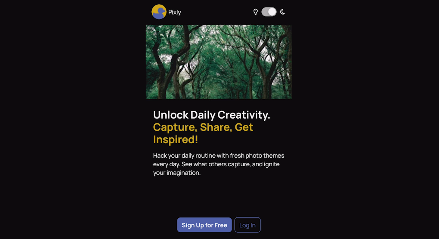 Pixly landing page